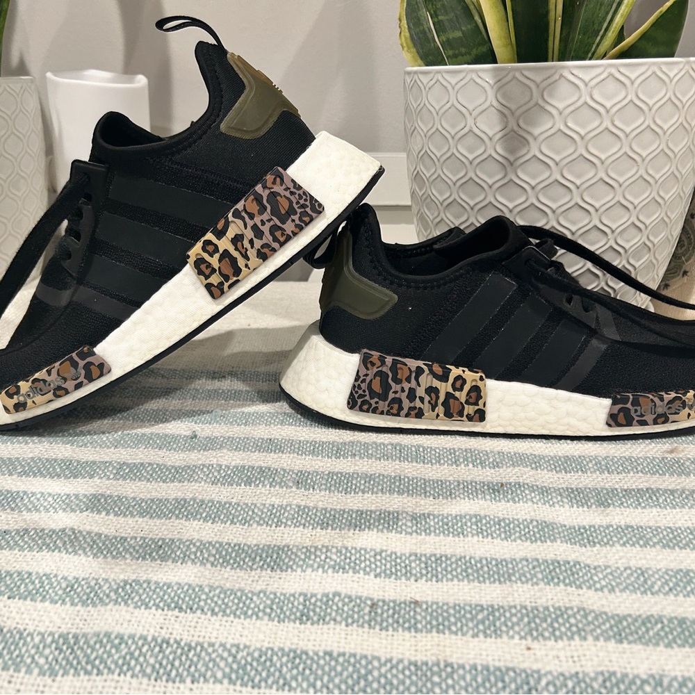 adidas Black Sneakers with Leopard Print Sole